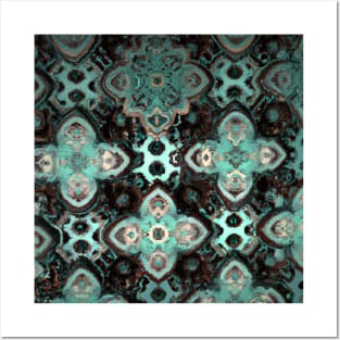 Abstract Boho Moroccan Tile Pattern Posters and Art